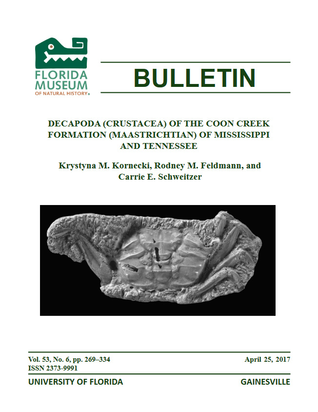 Journal cover with image of Lithophylax flectus new combination, specimen MMNS 4388, dorsal carapace
